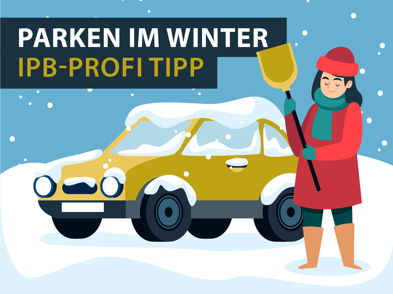 Junge Frau im Winter steht vor ihrem Auto